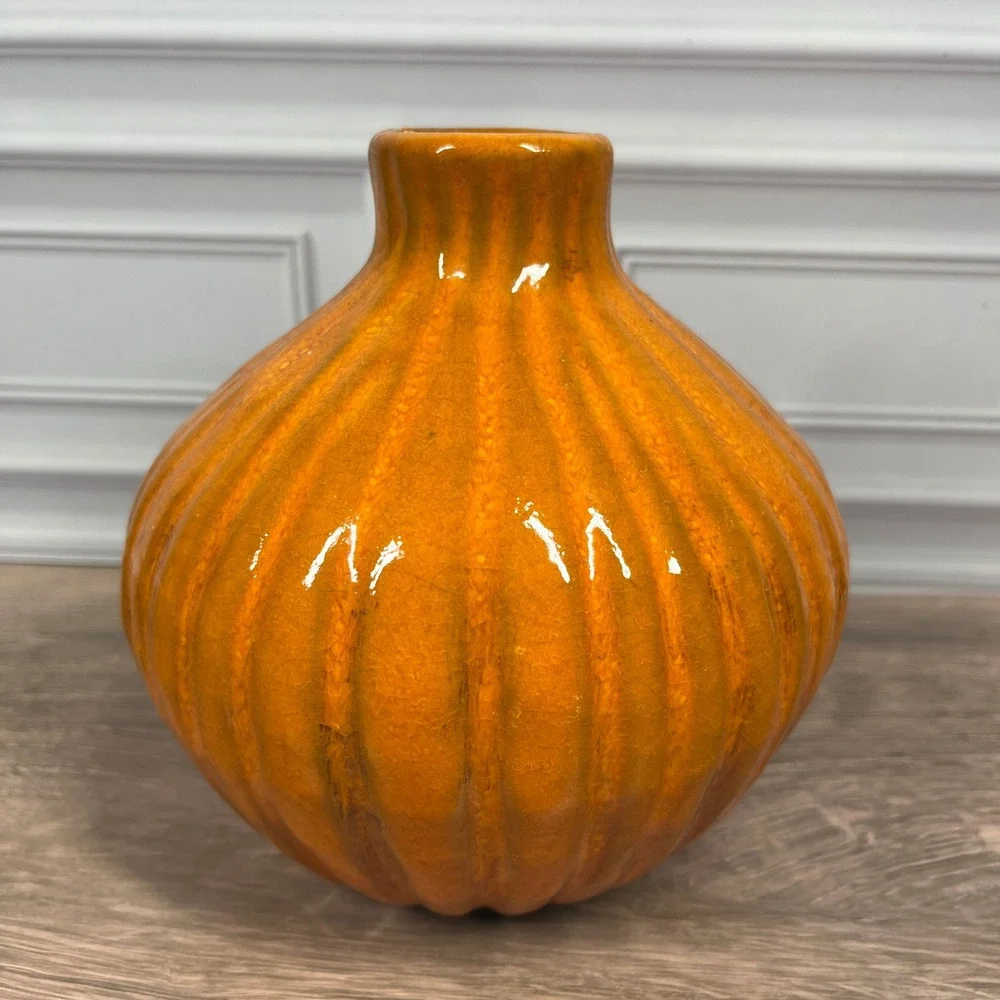 Ribbed Bud Vase Home Decor Orange 6